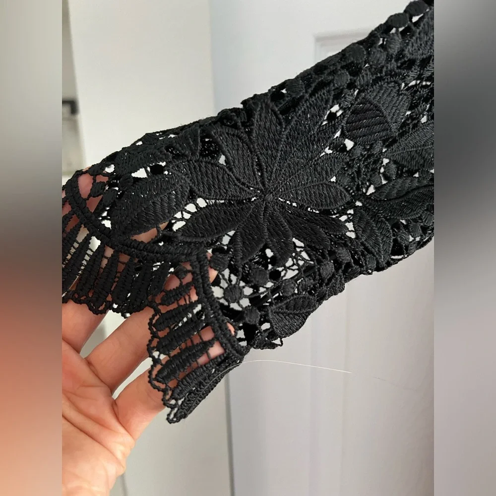 Women’s Talbots Long Lace Sleeve Black Sheath Knee Length Occasion Dress EUC - Picture 5 of 6